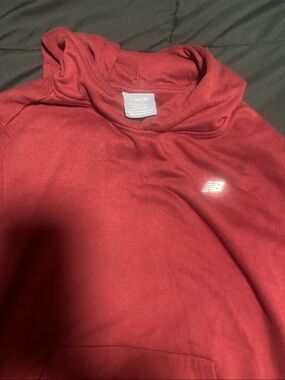 New Balance Deep Red Pullover Hoodie with Small NB Logo